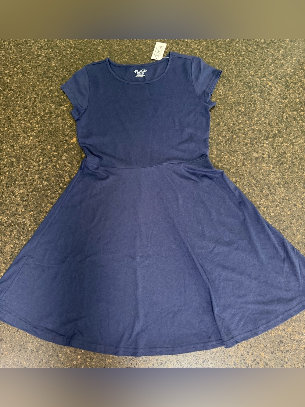 NWT Children's Place Navy Blue School Uniform Short Sleeve Girls Fit Flare Dress
